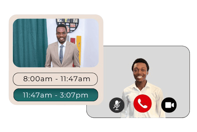 Video call between a client and a Coders Clutch consultant with scheduled time slots