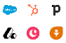 CRM tool logos including Salesforce, HubSpot and Pipedrive